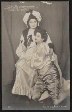 Hermine Bosetti als Octavian und Zdenka Faßbender als Marschallin in "Der Rosenkavalier in München (1911?)