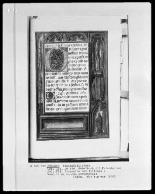 Gebetbuch mit Kalendarium — Initiale O und Vollbordüre, Folio 214recto