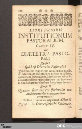 Caput IV. De Diætetica Pastorali.
