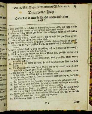 Dreyzehende Frage, Ob du dich in bewußte Händel mischen solst, oder nicht?