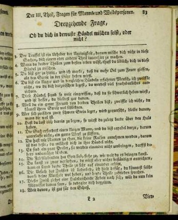 Dreyzehende Frage, Ob du dich in bewußte Händel mischen solst, oder nicht?