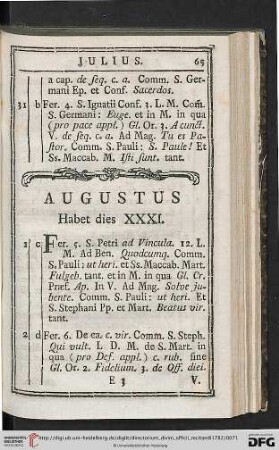AUGUSTUS Habet dies XXXI.