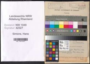 Entnazifizierung Hans Simons , geb. 05.04.1890 (Lehrer)