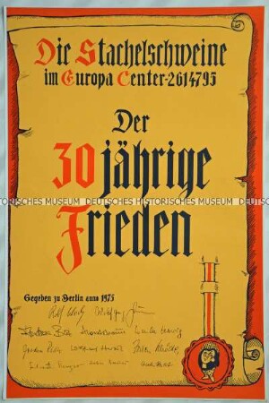 Plakat des Berliner Literarischen Kabaretts "Die Stachelschweine"