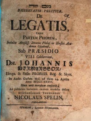 Diss. pol. de legatis
