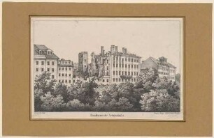 Maiaufstand 1849 in Dresden, Brandruinen an der Zwingerstraße
