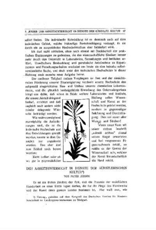 Der Arbeitsunterricht in Dienste der künstlerischen Kultur