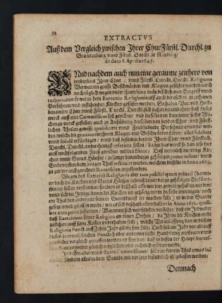 Auß dem Vergleich zwischen Ihrer ChurFürstl. Durchl. zu Brandenburg unnd Fürstl. Durchl. zu Newburg de dato 8. Aprilis 1647.