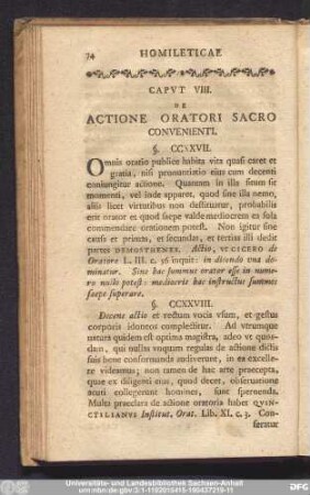 Caput VIII. De Actione Oratori Sacro Convenienti.