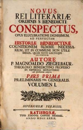 Novus rei literariae Ordinis S. Benedicti conspectus. 1