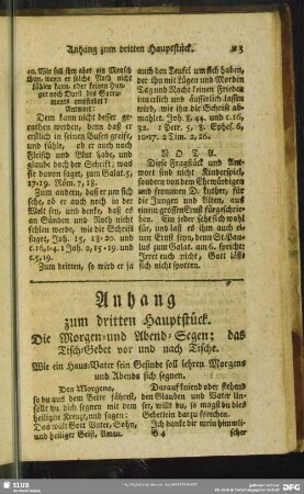 Anhang zum dritten Hauptstück. Die Morgen- und Abend-Segen; das Tisch-Gebet vor und nach dem Tische