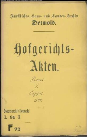Fiskal, Hofgerichts- gegen Stift Cappel - Rückständige Hofgerichtskontribution