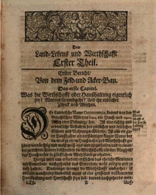 R.P. Christoph. Fischeri, Soc. J. Fleißiges Herren-Auge, Oder Kluger und wohl-abgerichteter Hauß-Halter, Das ist: Gründlicher Unterricht von Bestell- und Führung eines nutz- und einträglichen Land-Lebens, und Wirthschafft : ... ; In Drey Theilen, 1