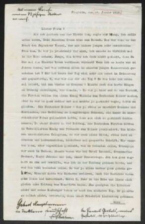 Brief von Fritz Brehmer an Gerhart Hauptmann