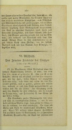 VI. Abschnitt. Das Zeitalter Friedrichs des Einzigen