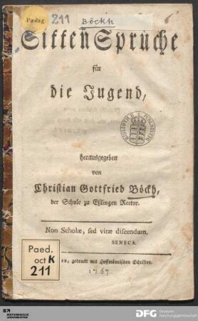 SittenSprüche für die Jugend