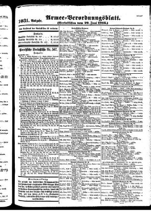 1031.Ausgabe. Donnerstag, 29. Juni 1916