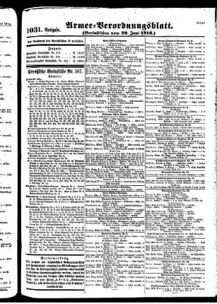 1031.Ausgabe. Donnerstag, 29. Juni 1916
