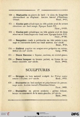 Sculptures (Nr. 137-142)