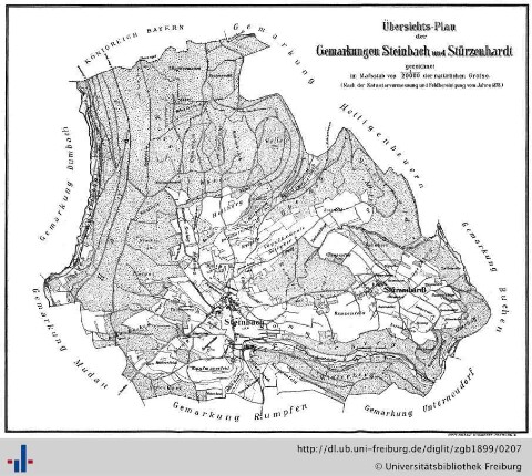Übersichts-Plan der Gemarkungen Steinbach und Stürzenhardt.