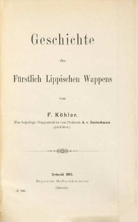Geschichte des Fürstlich-Lippischen Wappens