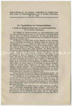 Bericht über die Dauerprüfung von Untergrundpflügen