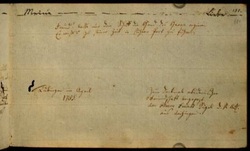 Sigel, d. R. Befl. aus Vaihingen. Tübingen, 04.1783.