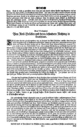 Das VII. Capitel - Von Roll-Brücken und deren besondern Nutzung in Teuschland.