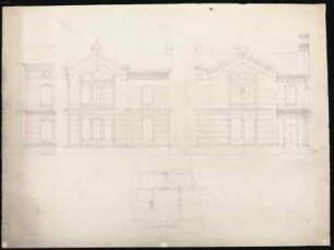 Restaurationsgebäude der Greppiner Werke, Bitterfeld-Greppin: 2 Grundrisse, 2 Ansichten 1:100