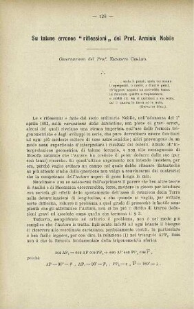 Su talune erronee "riflessioni" del. Prof Arminio Nobile