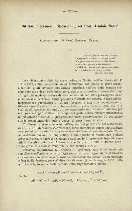 Su talune erronee "riflessioni" del. Prof Arminio Nobile