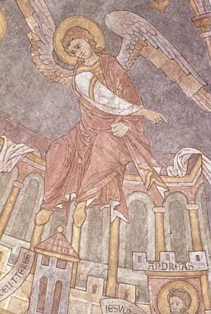 Himmlisches Jerusalem mit Darstellungen der Apostel und Szenen aus dem Leben Christi