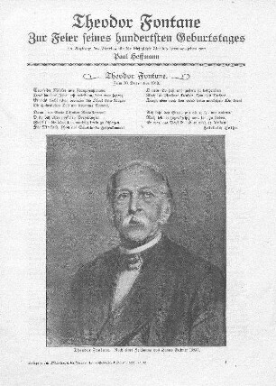 Theodor Fontane : zur Feier seines hundertsten Geburtstages