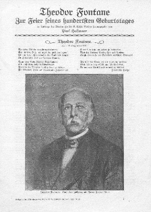 Theodor Fontane : zur Feier seines hundertsten Geburtstages