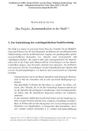 Das Projekt "Kommunikation in der Stadt"