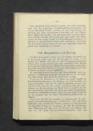 VIII. Rentabilität und Erträge.