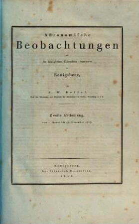 Astronomische Beobachtungen auf der Universitäts-Sternwarte zu Königsberg, 2. 1815