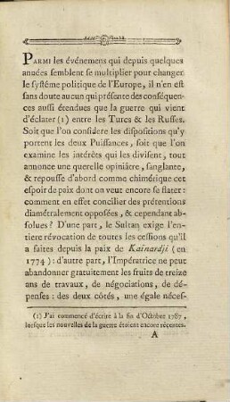 Considerations sur la guerre actuelle des Turcs