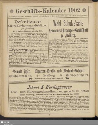Geschäfts-Kalender 1902