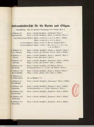 Gebrauchsübersicht für die Karten und Skizzen