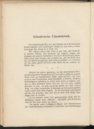 Künstlerische Charakteristik.