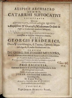 Auspice Archiatro Summo, Catarrhi Suffocativi Skiagraphia