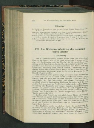 VII. Die Weiterverarbeitung des schmiedbaren Eisens
