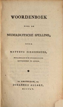 Woordenboek voor de Nederduitsche spelling