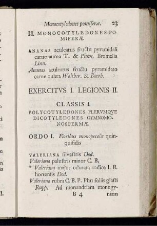 Classis I. - Classis VIII.