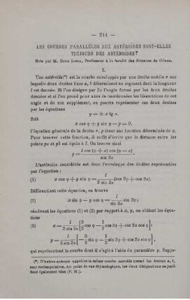 LES COURBES PARALLÈLES AUX ASTÉROIDES SONST - ELLES TOUJOURS DES ASTÉROIDES.