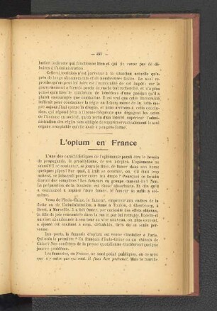 L'Opium en France.