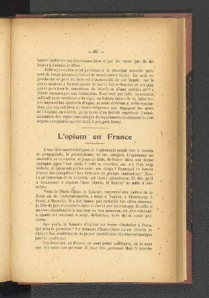 L'Opium en France.