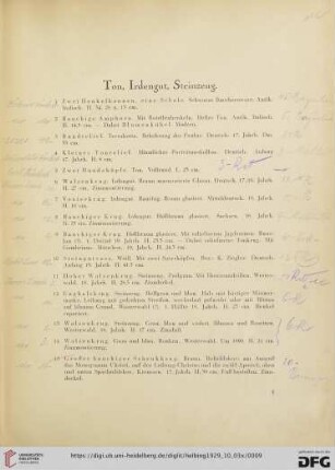 Ton, Irdengut, Steinzeug (Nr. 1-20)