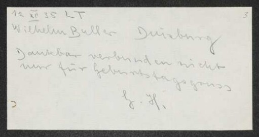 Brief von Gerhart Hauptmann an Wilhelm Buller, geschrieben von Margarete Hauptmann